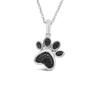 Sterling Silver 0.07CTW Black Diamond Paw Pendant