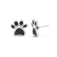 Sterling Silver 0.11CTW Black Diamond Paw Stud Earrings