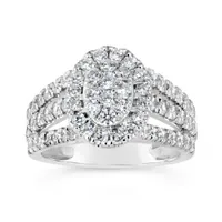 10K White Gold Oval Shaped Fashion Ring 1.50CTW I2/IJ