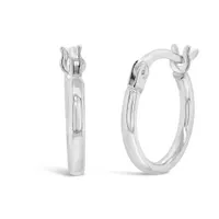 14K White Gold 1.5mm x 10mm Round Tube Polished Hoops