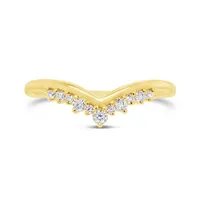 10K Yellow Gold Stackable 0.15CTW Chevron Band