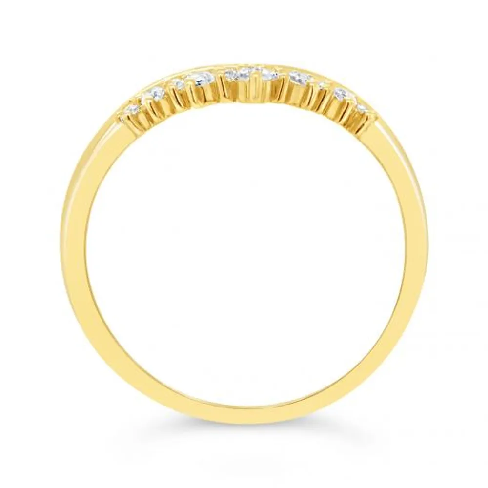 10K Yellow Gold Stackable 0.15CTW Chevron Band