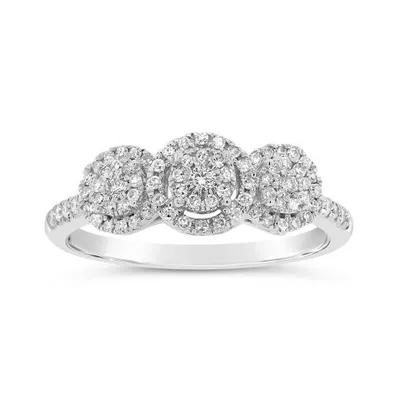 10K White Gold 0.32CTW Diamond Three Cluster Ring