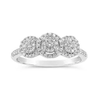 10K White Gold 0.32CTW Diamond Three Cluster Ring