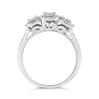 10K White Gold 0.32CTW Diamond Three Cluster Ring