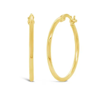 14K Gold 1.5mm x 20mm Round Tube Polished Hoops