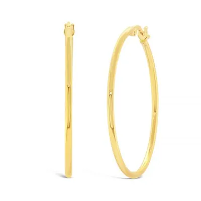 14K Gold 1.5mm x 30mm Round Tube Polished Hoops