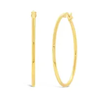 14K Yellow Gold 1.5mm x 30mm Round Tube Polished Hoops