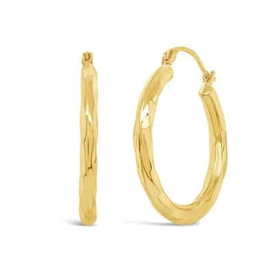 14K Yellow Gold 25mm Twisted Tube Hoops