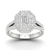 My Diamond Story 14K White Gold Emerald Cut Canadian Bridal Ring 1.50CTW I1/HI