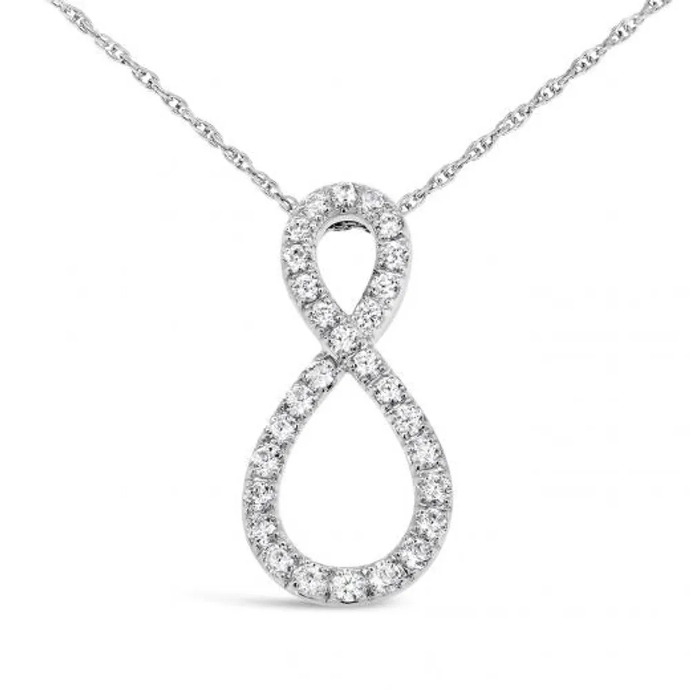 10K White Gold 0.50CTW Diamond Infinity Pendant