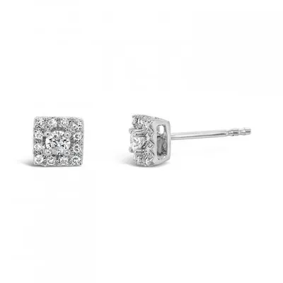 10K White Gold 0.25CTW Diamond Square Shape Bouquet Earrings