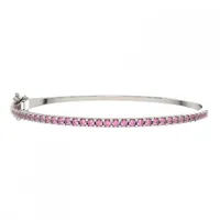 Sterling Silver Created Pink Sapphire Bangle