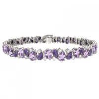 Sterling Silver Amethyst, Pink Amethyst & Created White Sapphire Bracelet