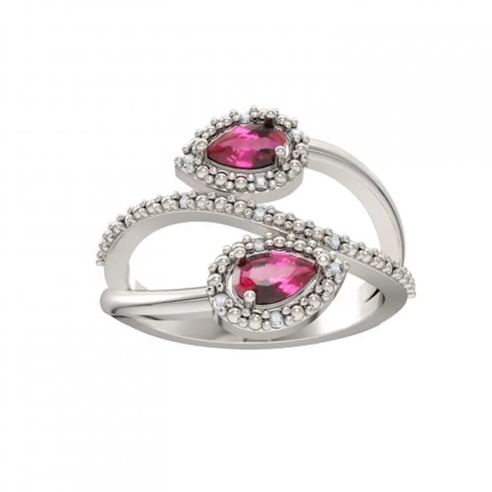 Sterling Silver Created Ruby & Diamond Ring