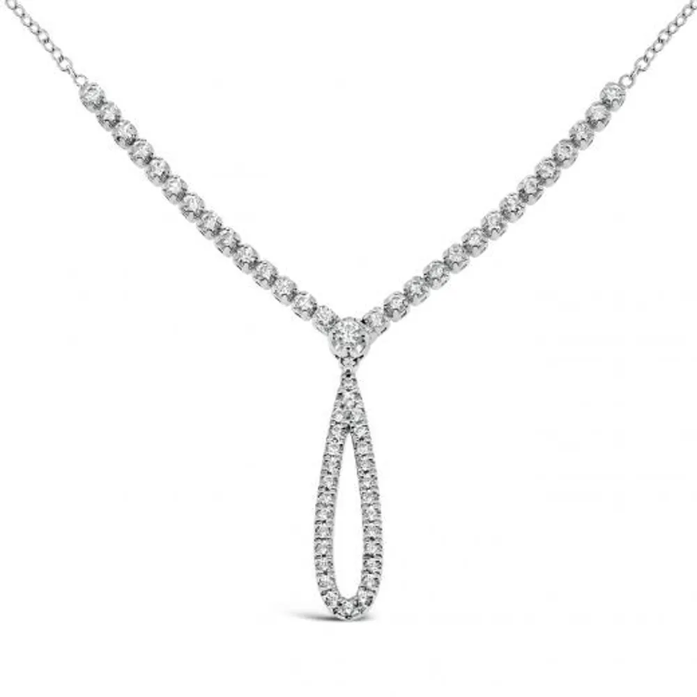 10K White Gold 0.50CTW Diamond Drop Necklace