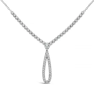 10K White Gold 0.50CTW Diamond Drop Necklace