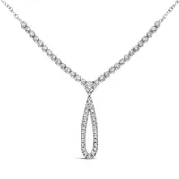 10K White Gold 0.50CTW Diamond Drop Necklace