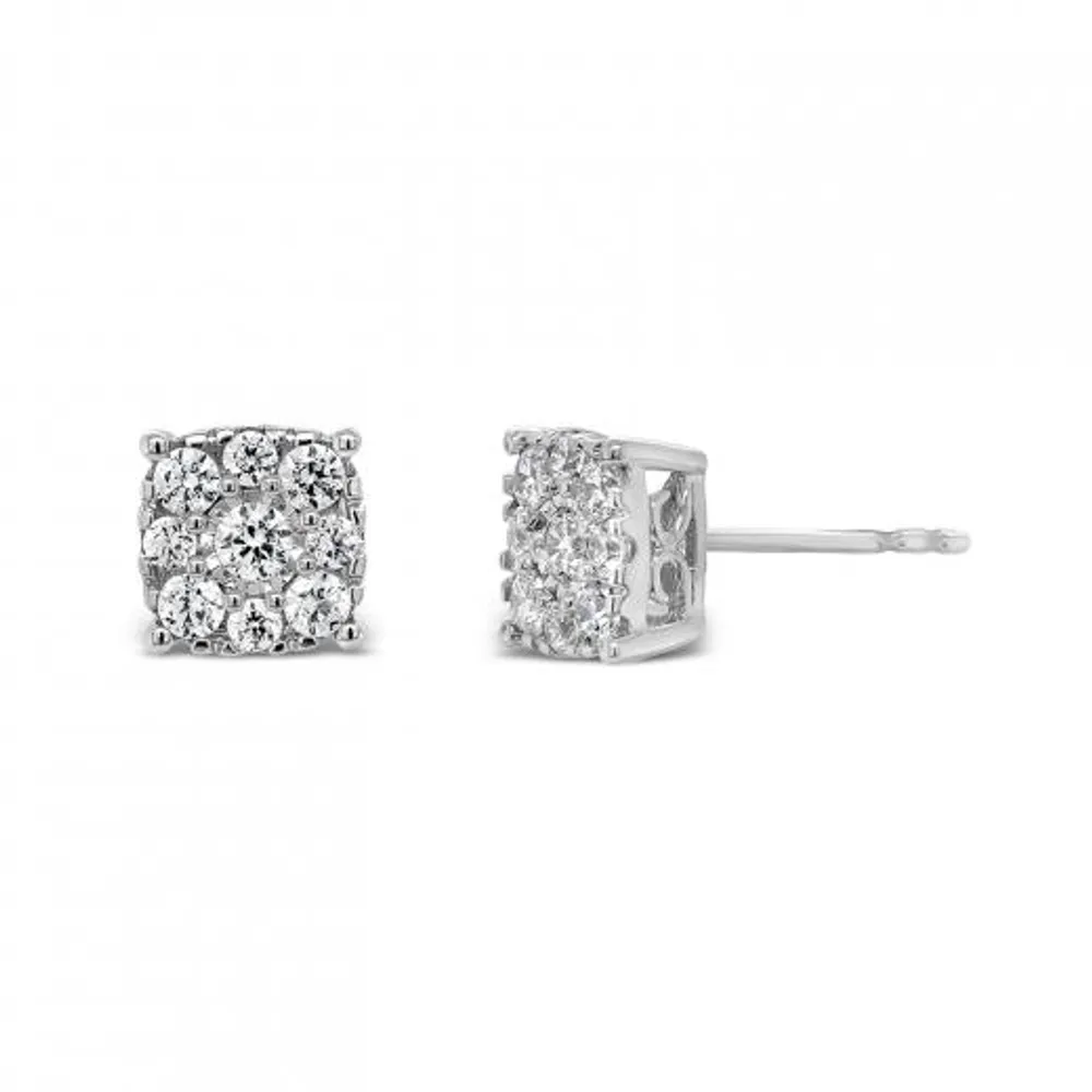 10K White Gold 0.48CTW Diamond Bouquet Earrings