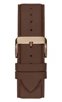 Guess Men's Rose Gold-Tone and Brown Leather Watch