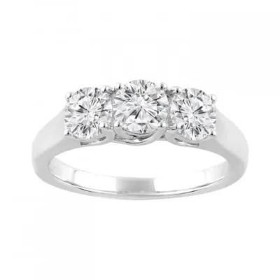 14K White Gold Lab Grown Three Stone Diamond Ring 1.50CTW SI2/HI