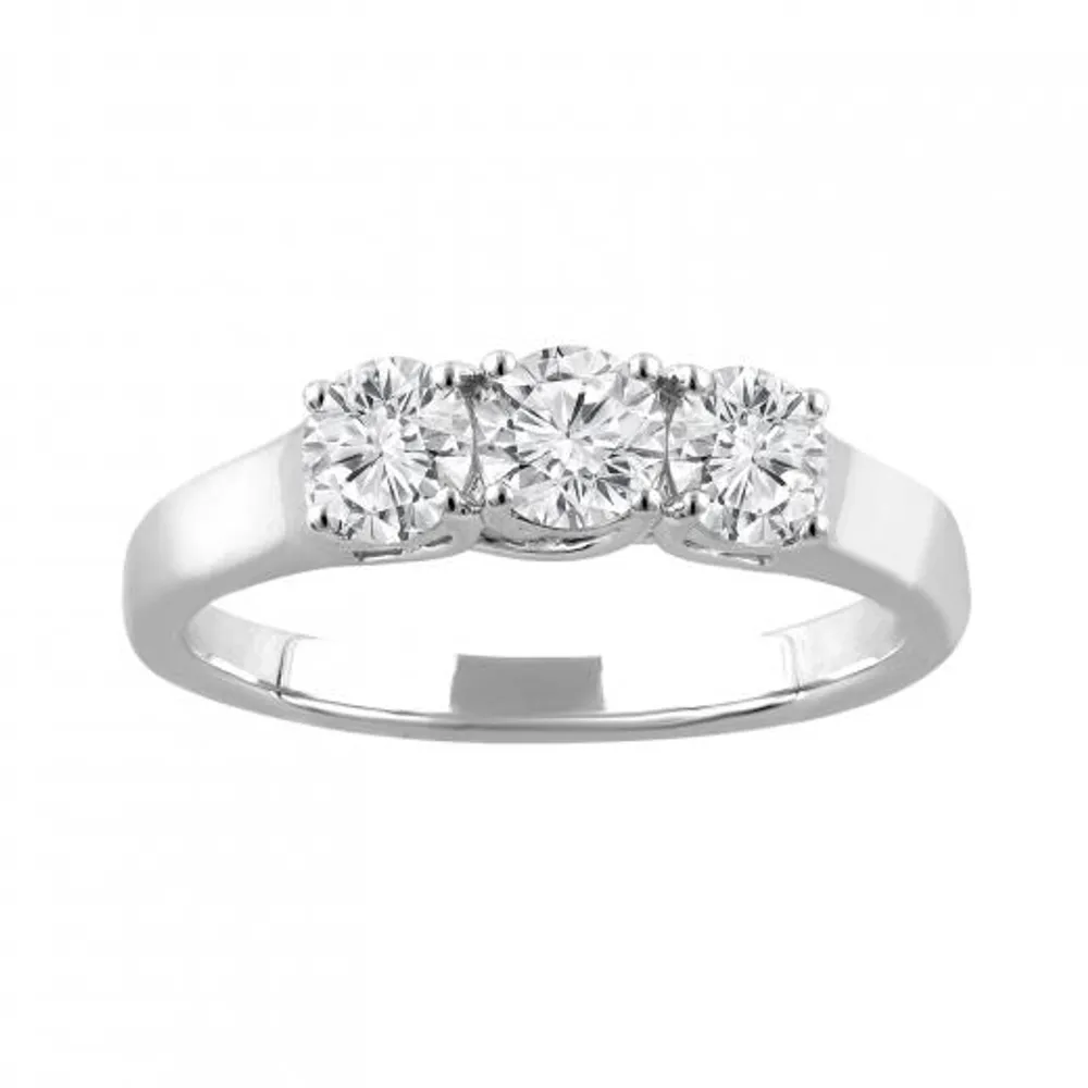 14K White Gold Lab Grown Three Stone Diamond Ring 1.00CTW SI2/HI