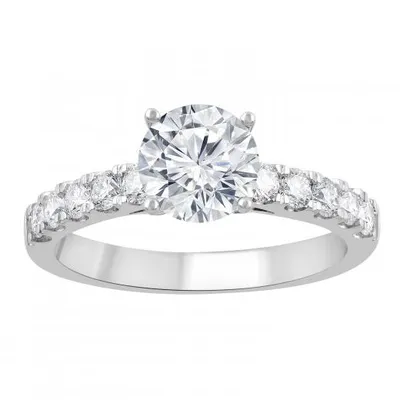 14K White Gold Lab Grown Diamond Solitaire Plus Bridal Ring 1.50CTW SI2/HI