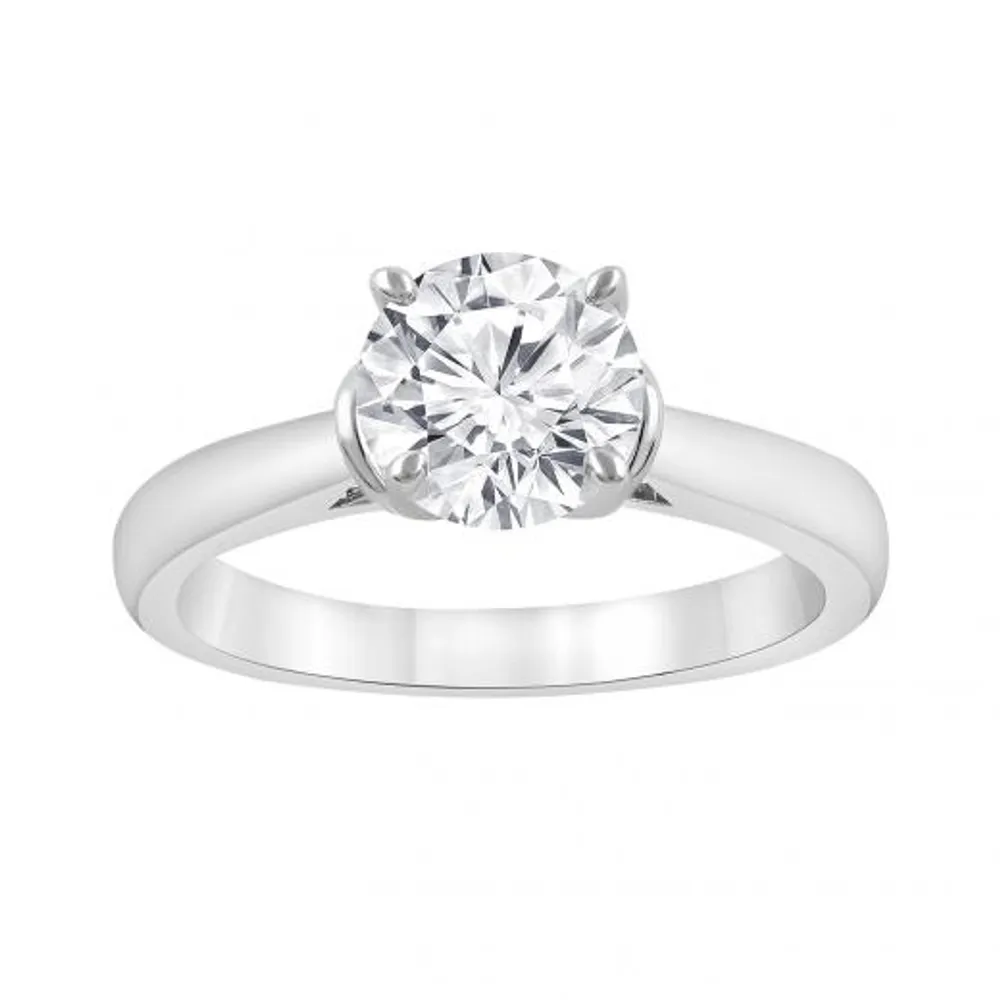 14K White Gold Lab Grown Solitaire Diamond Ring 1.50CT SI2/HI