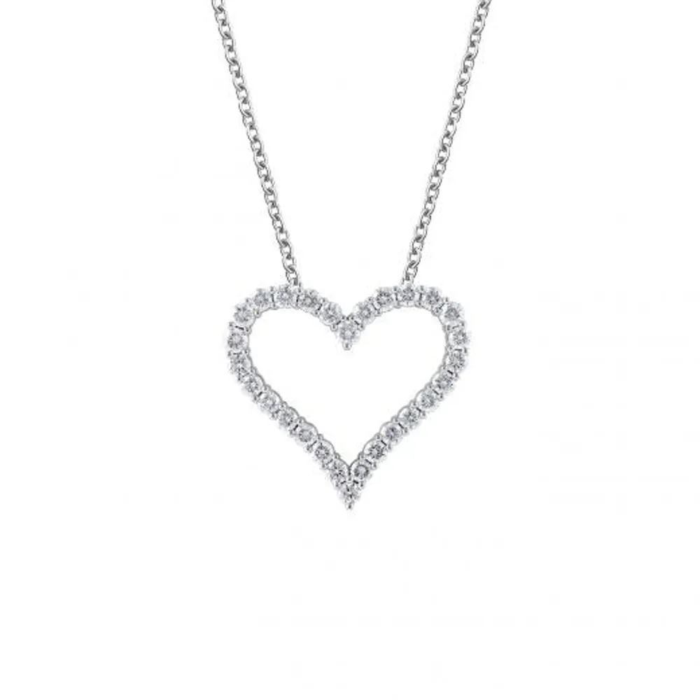 14K White Gold Lab Grown 1.00CTW Diamond Heart Pendant