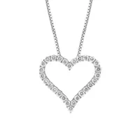 14K White Gold Lab Grown 0.50CTW Diamond Heart Pendant