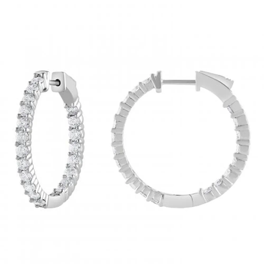 14K White Gold Lab Grown Diamond Hoops 2.00CTW SI2/HI