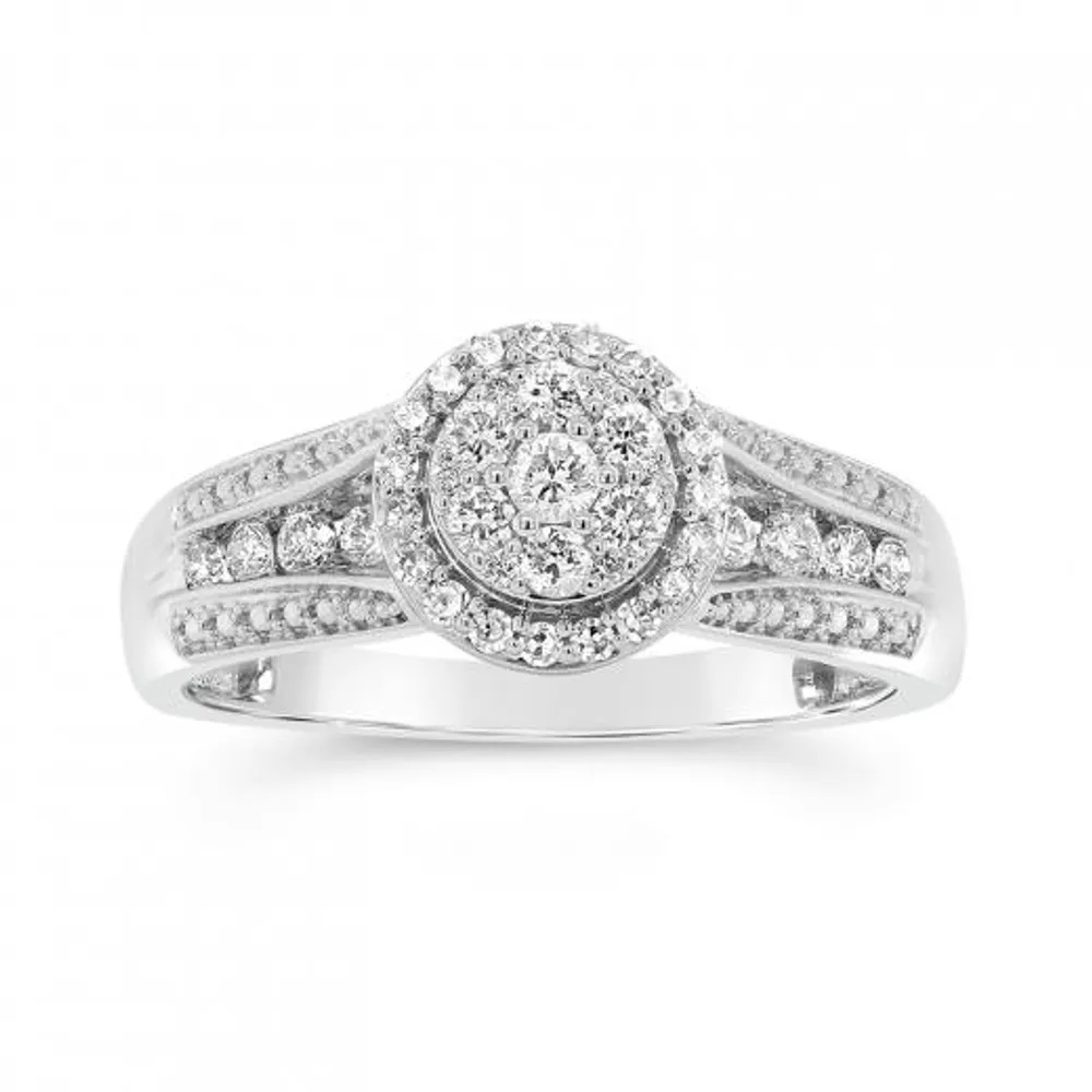 10K White Gold 0.50CTW Round Diamond Fashion Ring