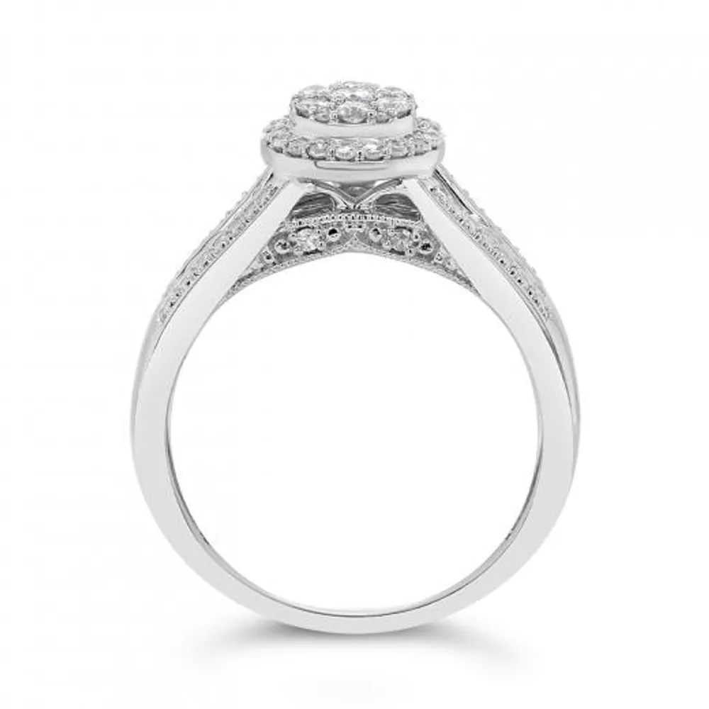 10K White Gold 0.50CTW Round Diamond Fashion Ring