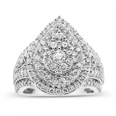 10K White Gold Diamond Fashion Pear Ring 2.00CTW I2I3/HIJ