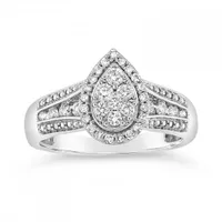 10K White Gold 0.50CTW Diamond Fashion Pear Shape Ring