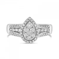 10K White Gold 0.50CTW Diamond Fashion Pear Shape Ring