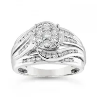 10K White Gold 1.00CTW Diamond Fashion Swirl Ring