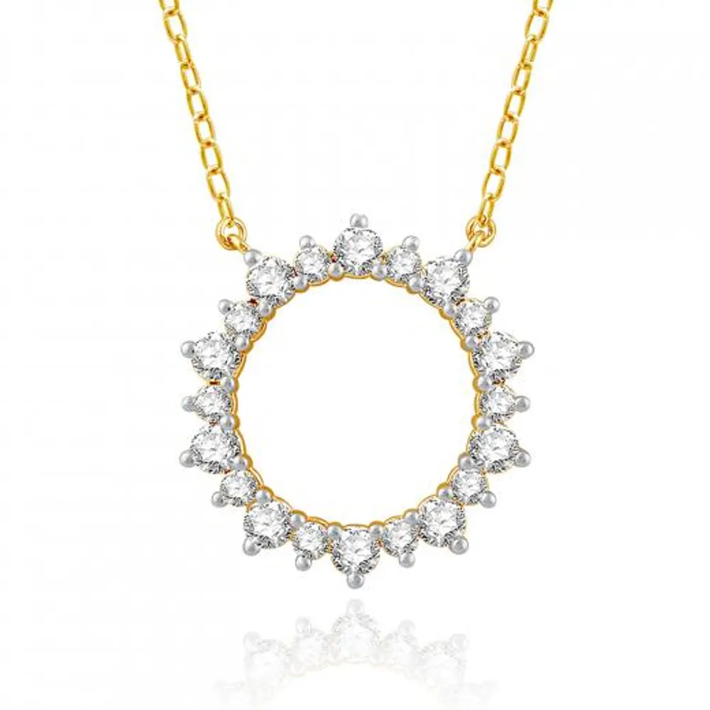 10K Yellow Gold 1.00CTW Diamond Circle Necklace