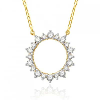 10K Yellow Gold 1.00CTW Diamond Circle Necklace