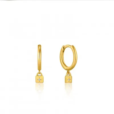 Ania Haie Gold Padlock Huggie Hoop Earrings