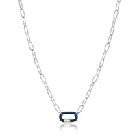 Ania Haie Navy Blue Enamel Carabiner Silver Necklace