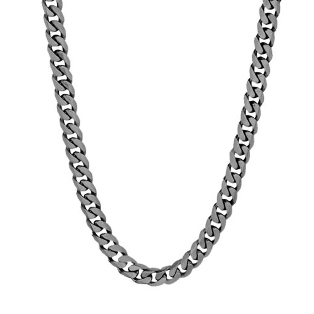 Stainless Steel 24" 7.7mm Gunmetal Cuban Chain