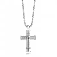 Stainless Steel 22" Cubic Zirconia Accents Cross
