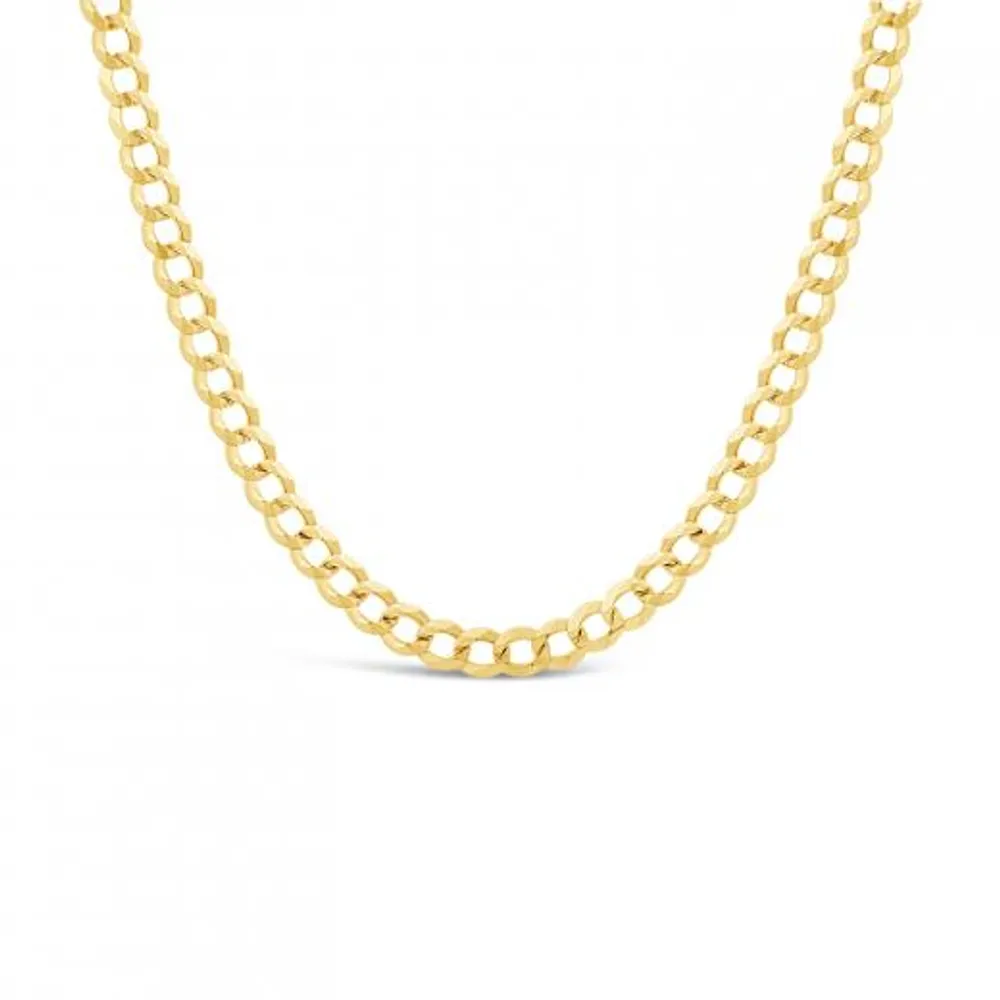 14K Yellow Gold 18" Diamond Cut Concave Curb Chain