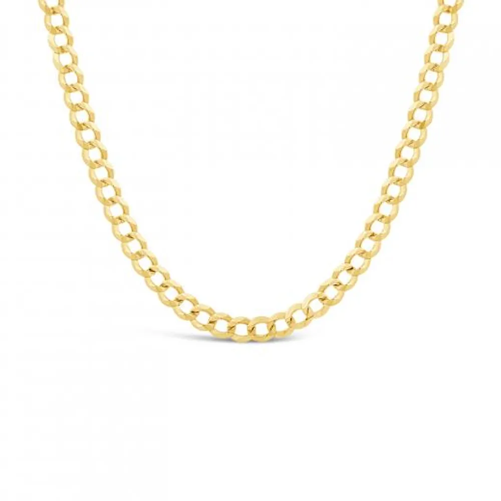 14K Yellow Gold 20" Diamond Cut Concave Curb Chain