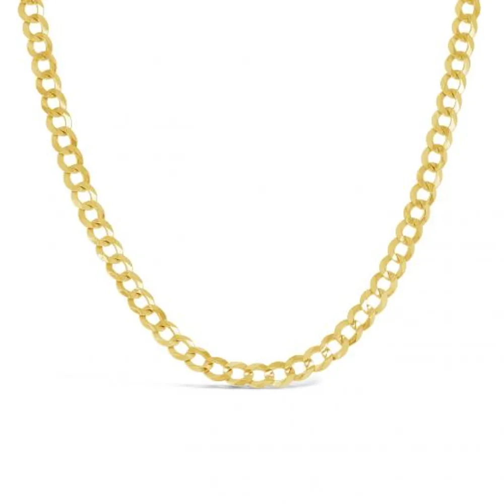 14K Yellow Gold 24" Diamond Cut Concave Curb Chain