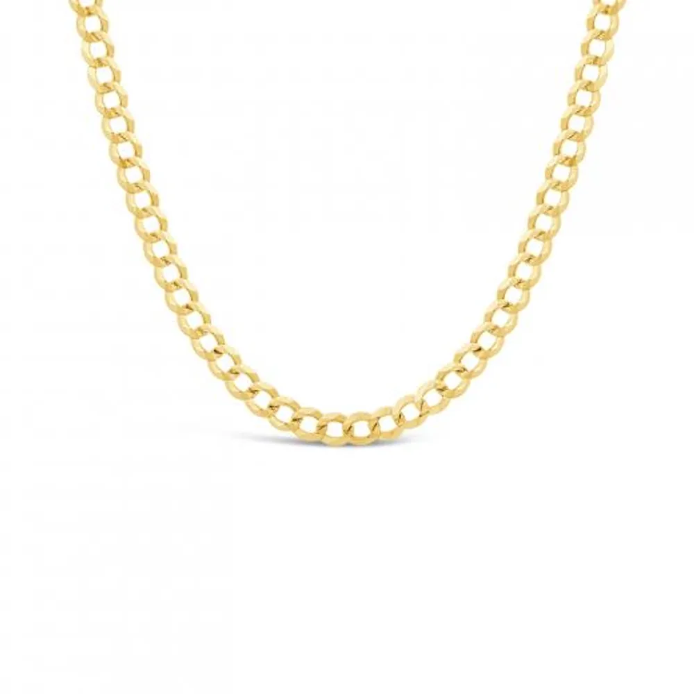 14K Yellow Gold 24" Diamond Cut Concave Curb Chain