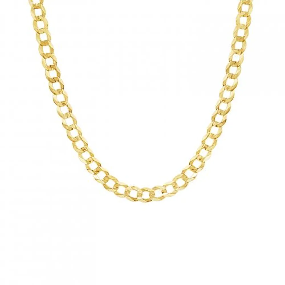 14K Yellow Gold 18" Diamond Cut Concave Curb Chain