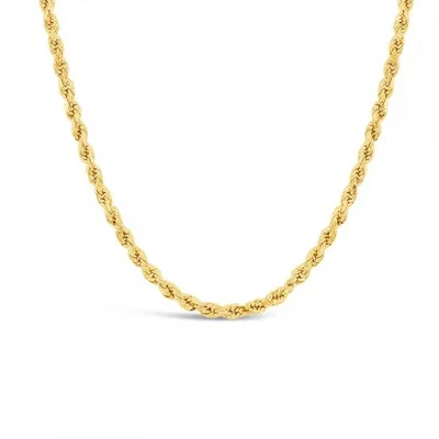 14K Yellow Gold 18" Diamond Cut Semi-Solid Rope Chain