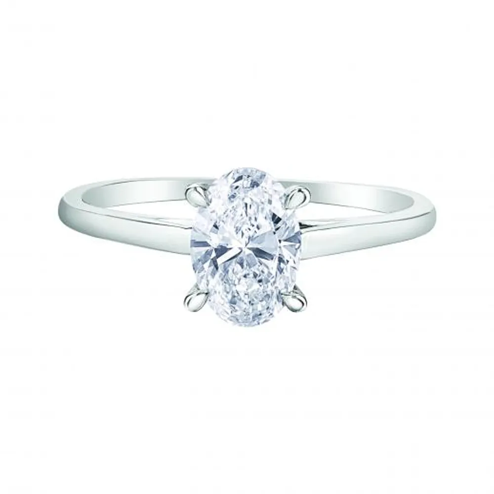 14K White Gold Oval Diamond Solitaire Ring 0.70CT I1/I